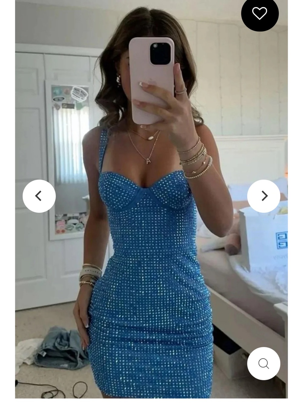 Blue Rhinestone Bustier Mini Dress